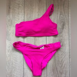 BECCA Bright Fuchsia One-Shoulder Bikini Top